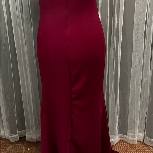 Aveline Slit Burgundy Maxi Off The Shoulder Long Formal Dress (1Q0006) - Picture 7 of 11